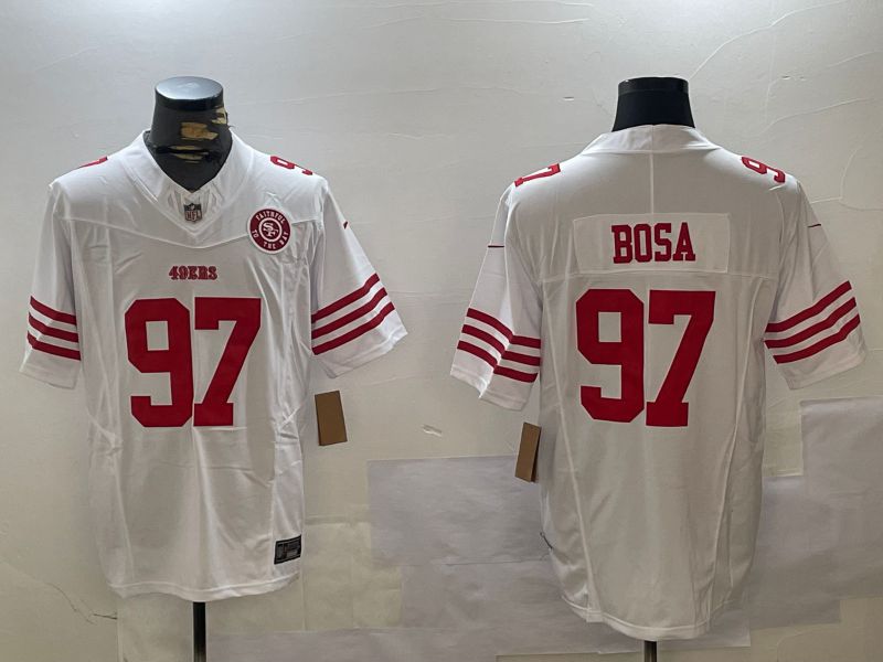 Men San Francisco 49ers 97 Bosa White three generations 2024 Nike Limited NFL Jersey style 3